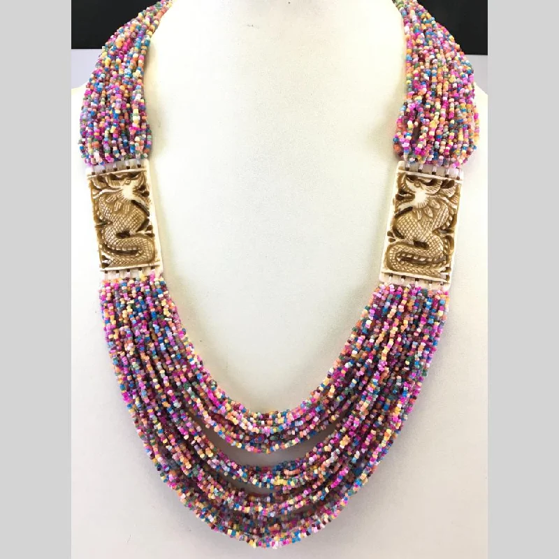 Unique Charm Necklace-Banaras Beads Multi Layer Long Necklace