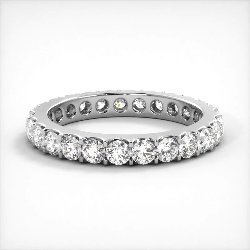 Custom Gemstone Engagement Ring-1.5 ct. Round Diamond Shared Prong Eternity Band