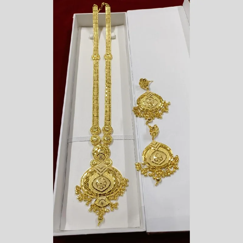 Gold Pendant Necklace for Women-Pari Art Jewellery Forming Long Necklace Set