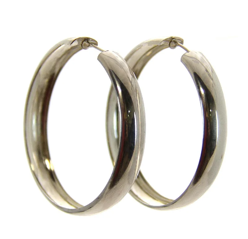 Black Pearl Earrings-Sterling Silver Flex Hoop Earrings