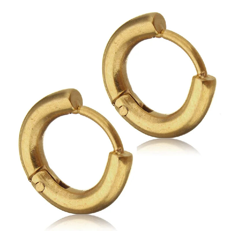 Elegant Statement Earrings-SEXY SPARKLES SS 1Pair Gold-Plated Stainless Steel Mens Womens Hoop Earrings Cartilage Lip Piercing Nose Hoop Hypoallergenic 12mm