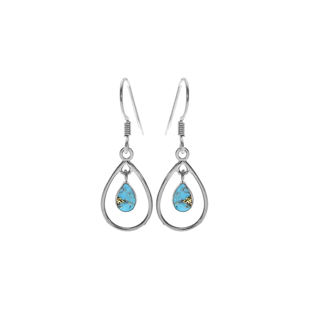 Artistic Pearl Earrings-Sterling Silver Teardrop Blue Mohave Earrings