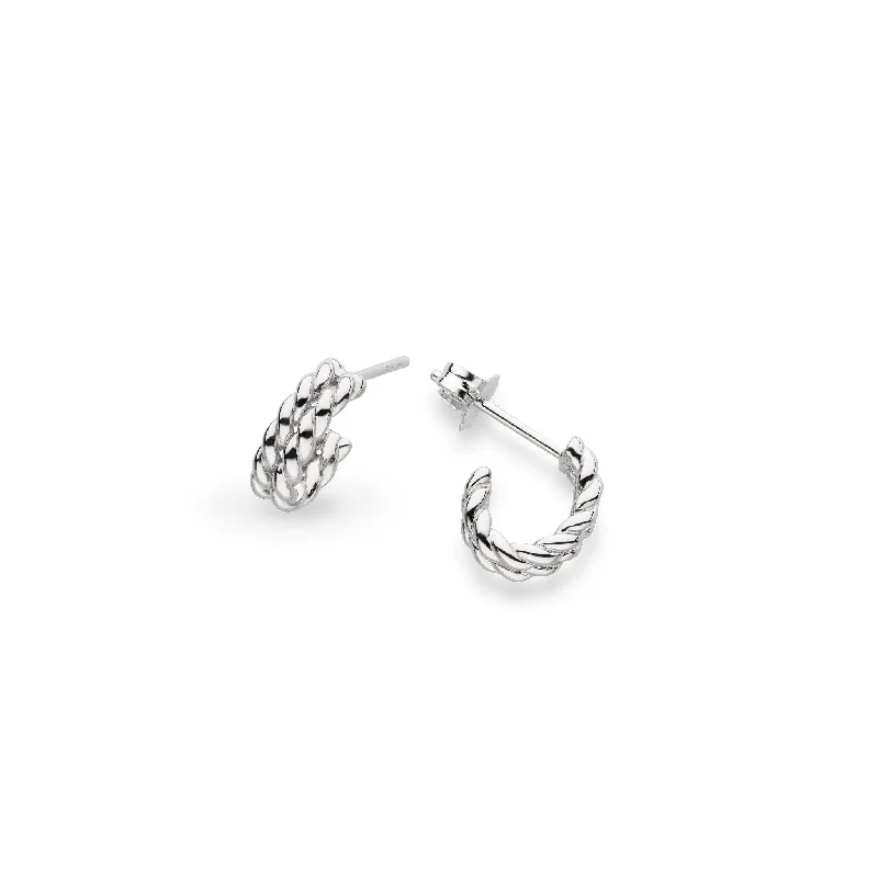 Cute Animal Earrings-Kit Heath Sterling Silver Rope Stud Hoop Earrings