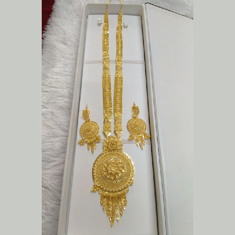 Gold Link Necklace-Pari Art Jewellery Forming Long Necklace Set