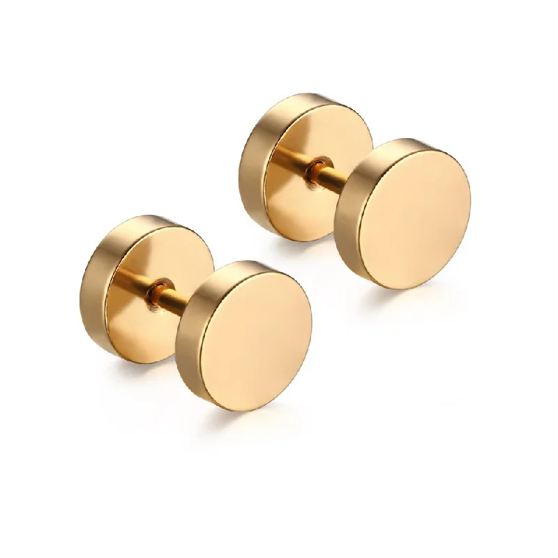 Luxurious Sapphire Earrings-Sexy Sparkles Jewelry Stainless Steel Mens Womens Gold Stud Earrings Ear Plugs Tunnel