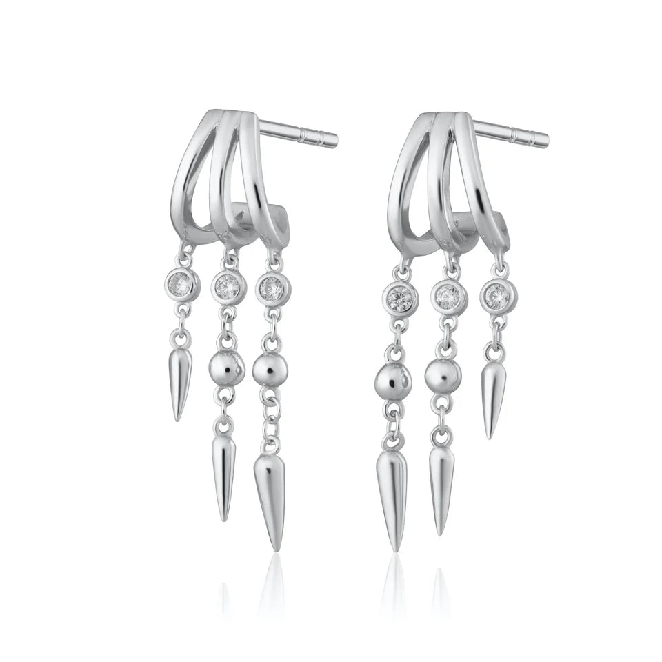 Unique Silver Earrings-Scream Pretty Silver Claw Drop Hoop Earrings