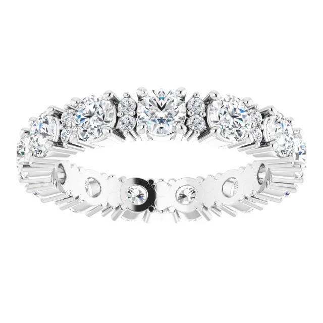 Cute Silver Ring for Women-2.44 ct. Round  Diamond Eternity Band