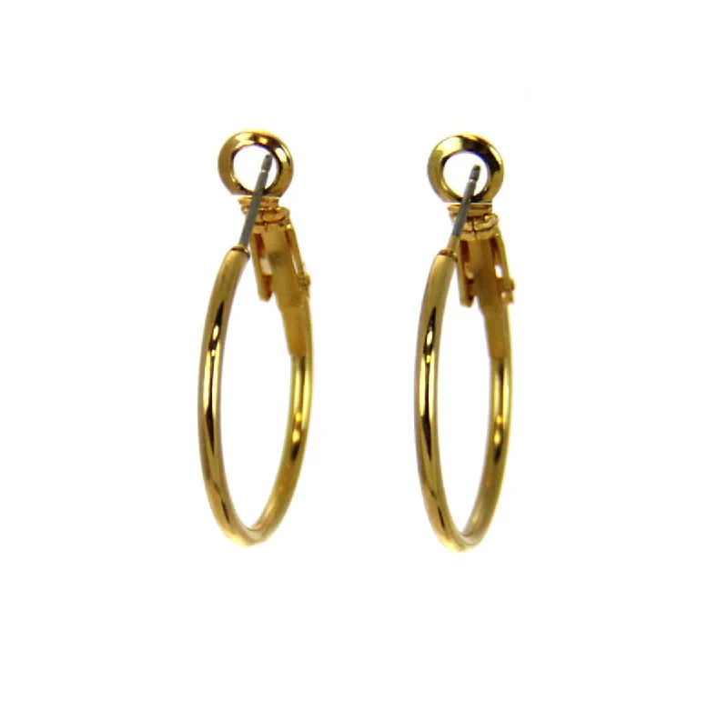 Stylish Silver Earrings-Gold Hoop Earrings .9"