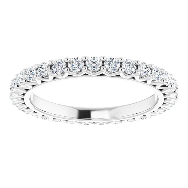 Sapphire Engagement Ring-0.93 ct. Shared Prong Round Diamond Eternity Band