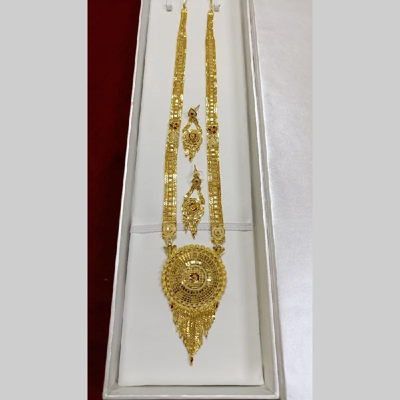 Gold Statement Necklace-Pari Art Jewellery Forming Long Necklace Set