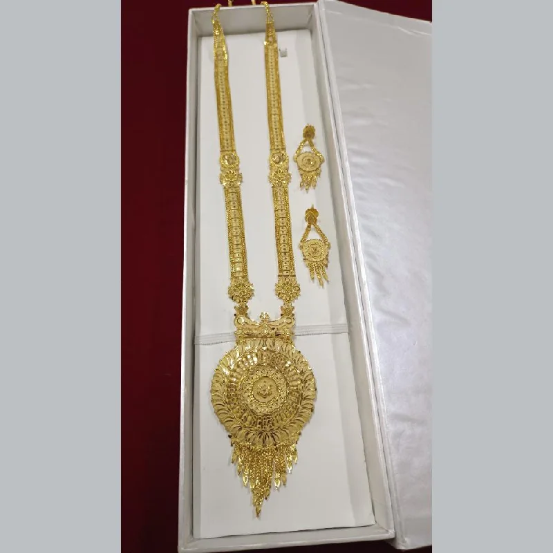 Gold Pendant Necklace-Pari Art Jewellery Forming Long Necklace Set