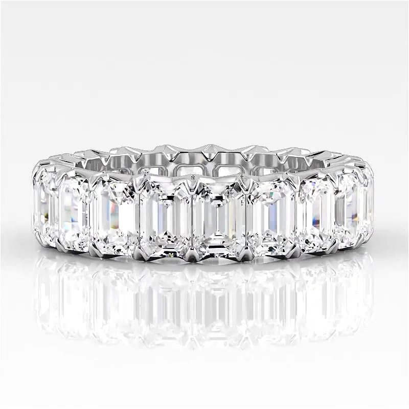 Custom Engraved Ring-6.0 ct Emerald Cut Diamond Eternity Band