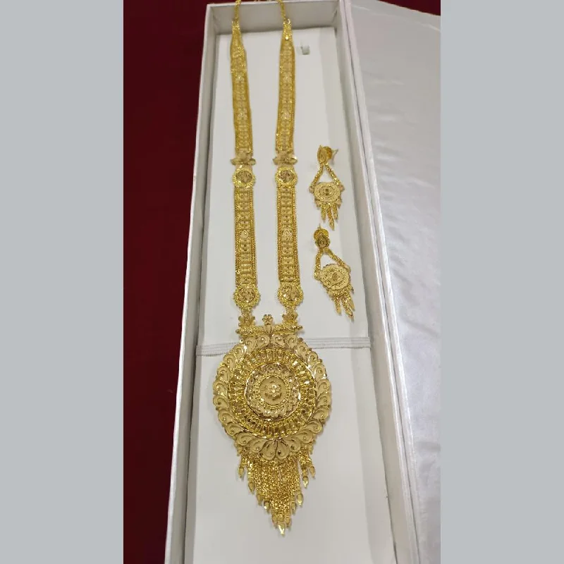 Elegant Gold Leaf Necklace-Pari Art Jewellery Forming Long Necklace Set