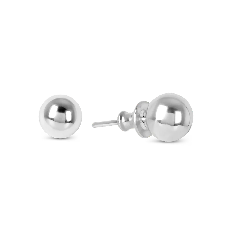 Simple Stud Earrings-Sterling Silver Ball Stud Earrings