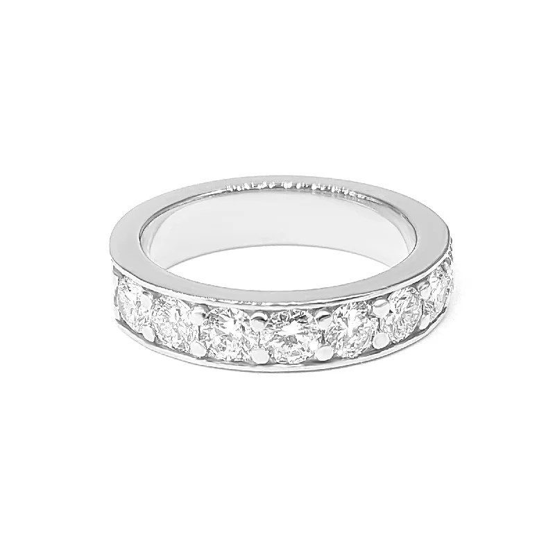 Heart Shaped Ring-0.80 ct. Round Diamond Pave - Channel Wedding Band