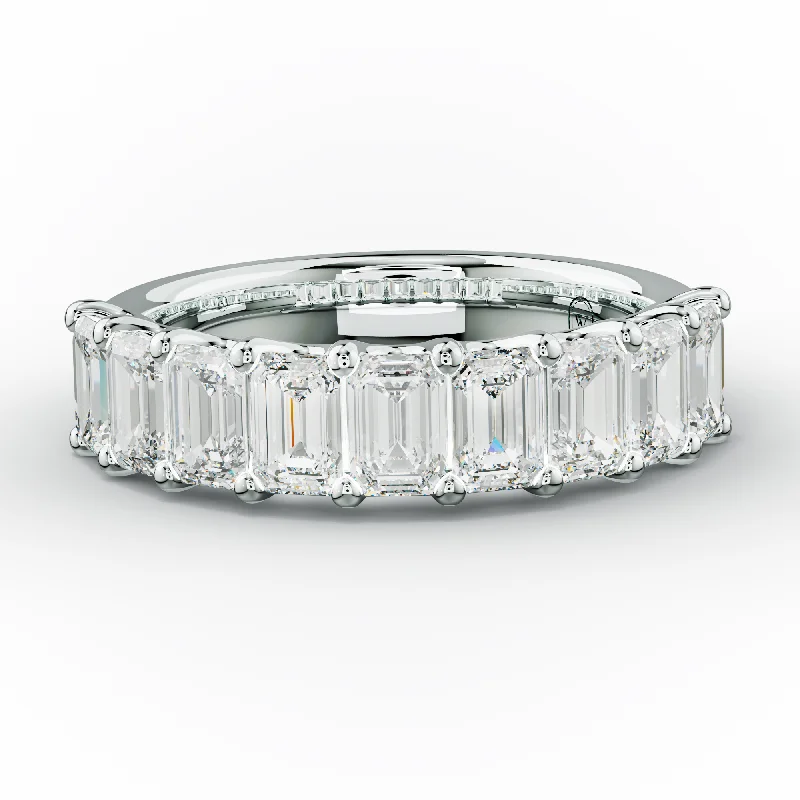 Vintage Gemstone Ring-2.0 Carat Emerald Cut Diamond  Anniversary Band