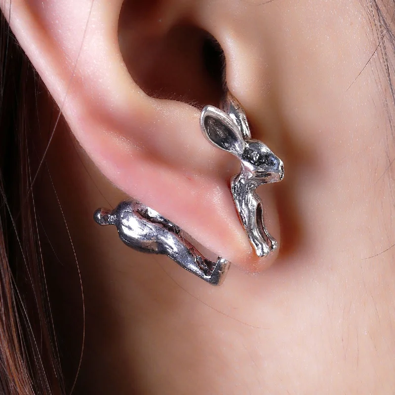 Luxe Drop Earrings-SEXY SPARKLES Sexy Sparkles Rabbit 3D Double Sided Ear Stud Earrings for Women