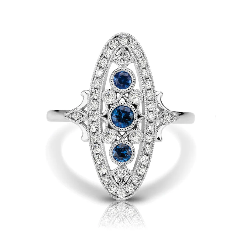 Elegant Wedding Band-Vintage Inspired 0.35 ct. Natural Blue Sapphire Ring