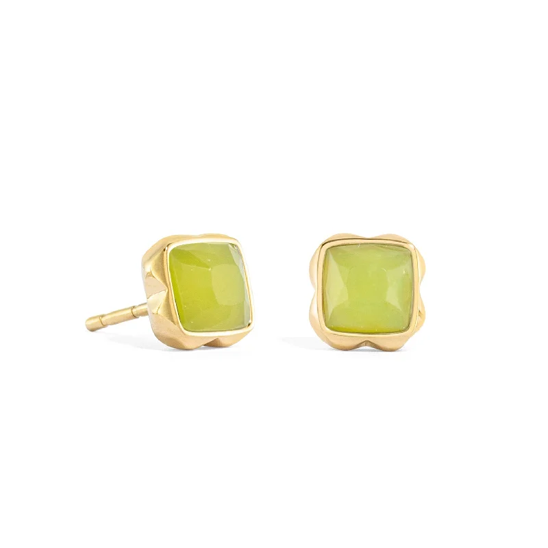 Party Statement Earrings-Coeur De Lion Gold August Birthstone Green Jade Earrings