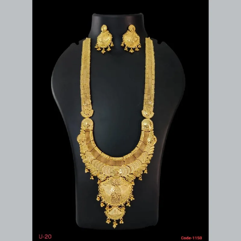 Gold Choker Necklace-Pari Art Jewellery Forming Long Necklace Set