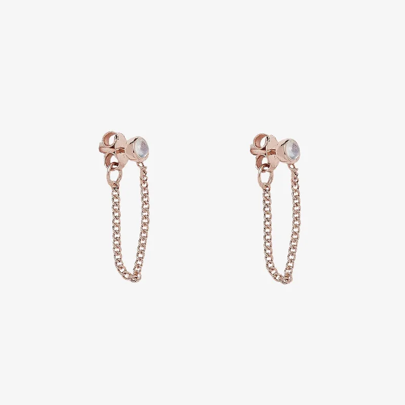 Rose Gold Stud Earrings-Chain Ear Wrap