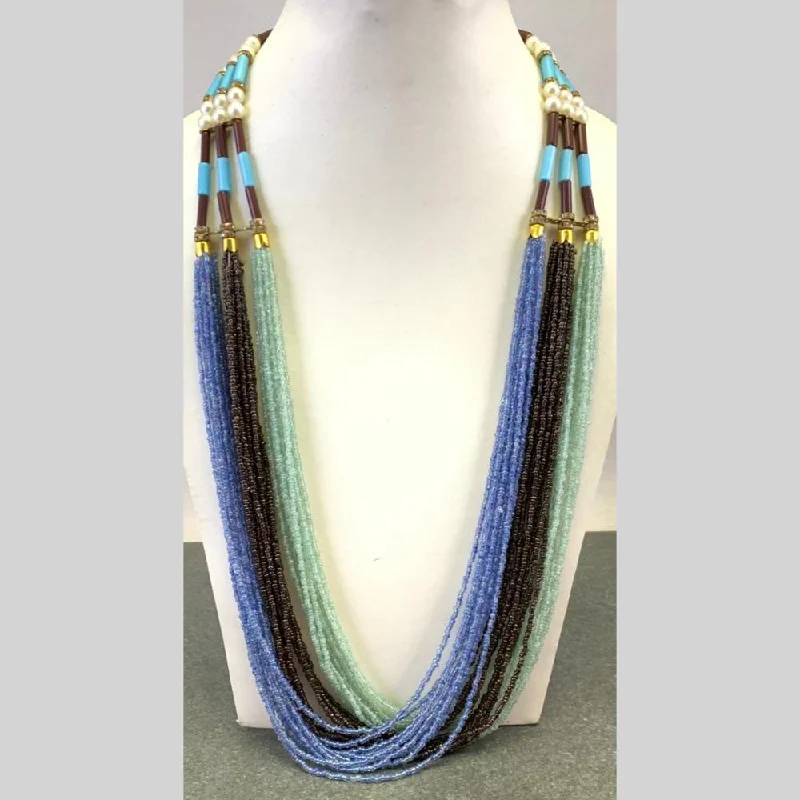 Vintage Crystal Necklace-Banaras Beads Multi Layer Long Necklace