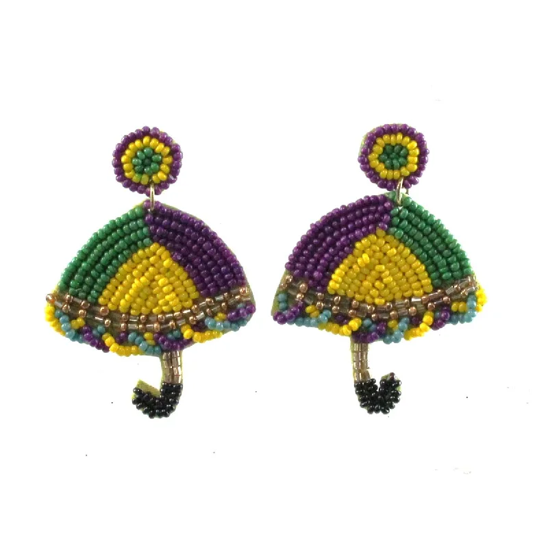 Antique Style Earrings-Umbrella Earrings Mardi Gras