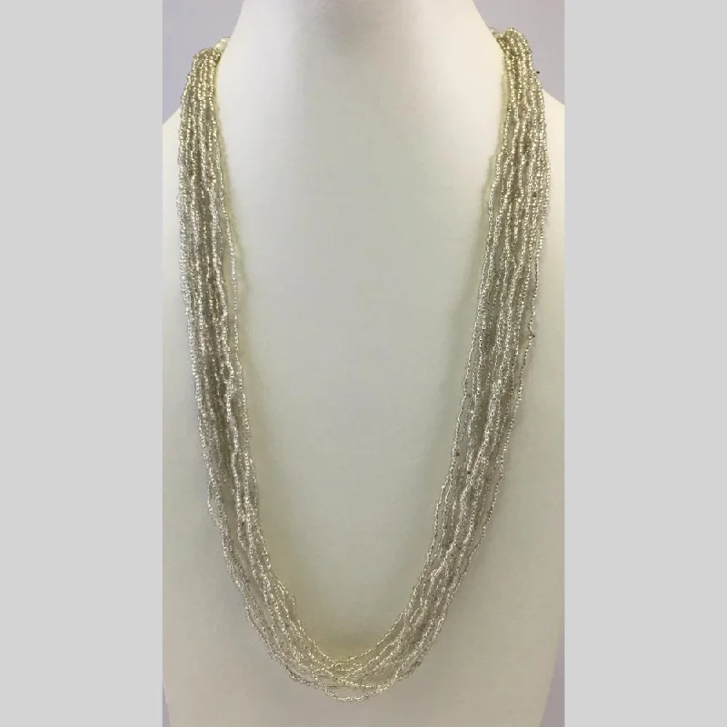 Diamond and Pearl Necklace-Banaras Beads Multi Layer Long Necklace