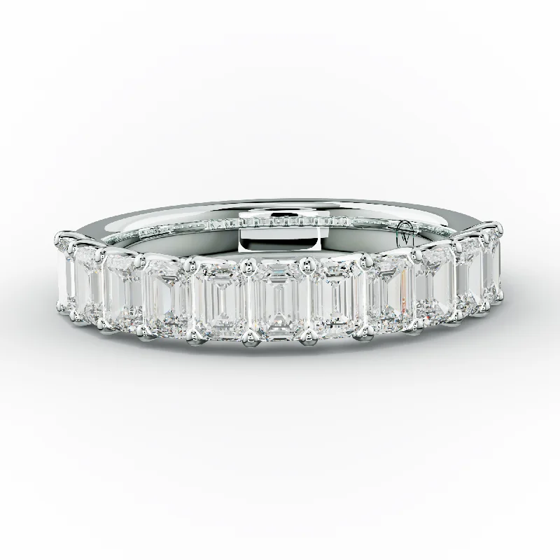 Personalized Promise Ring-1.0 Carat Emerald Cut Diamond Anniversary Band