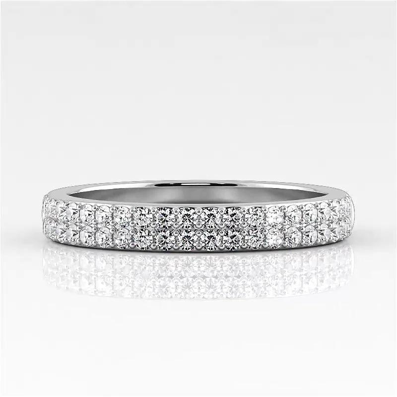 Personalized Couples Rings-0.42 ct. Round Diamond Double Row Wedding Band