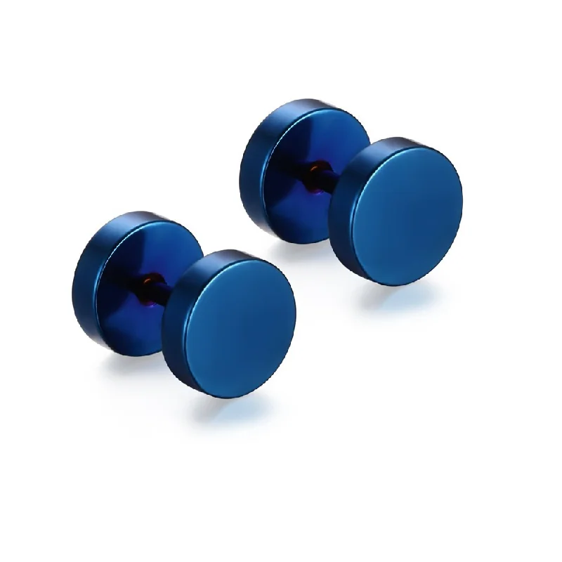 Colorful Hoop Earrings-Sexy Sparkles Jewelry Stainless Steel Mens Womens Blue Stud Earrings Ear Plugs Tunnel