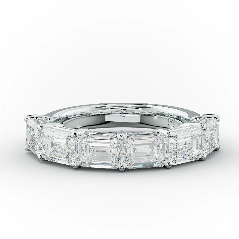 Wedding Ring Set with Diamonds-3 Carat East West Emerald Cut Diamond Anniversary Band