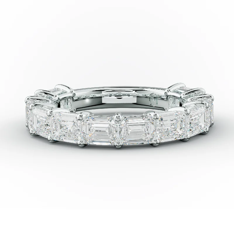 Elegant Cocktail Ring-3 Carat East West Emerald Cut Diamond Anniversary Band