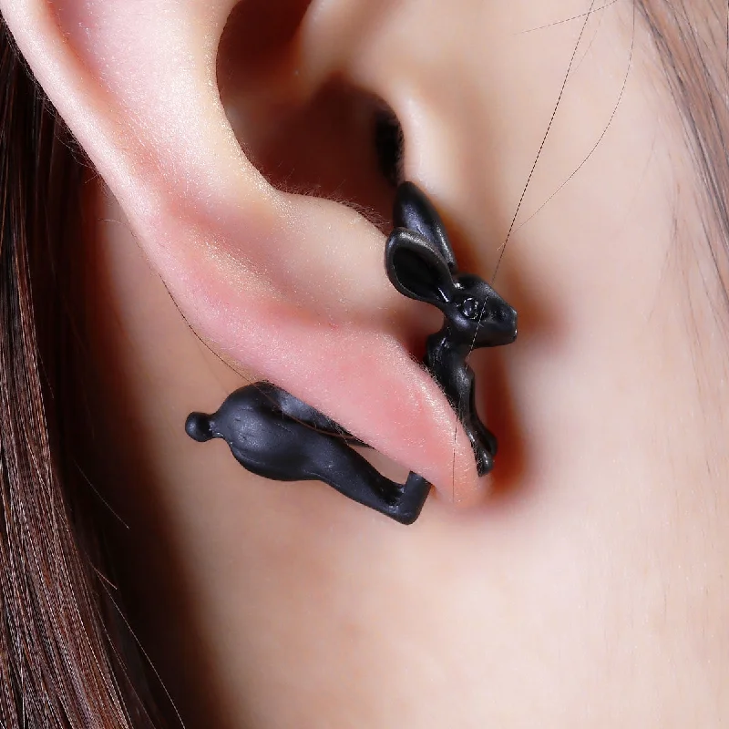 Minimalist Drop Earrings-SEXY SPARKLES Sexy Sparkles Rabbit 3D Double Sided Ear Stud Earrings for Women