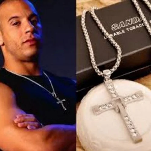 Silver Heart Necklace-The Fast And The Furious Dominic Toretto Vin - Rhinestone Pendant Sliver Cross Necklaces Men 2015