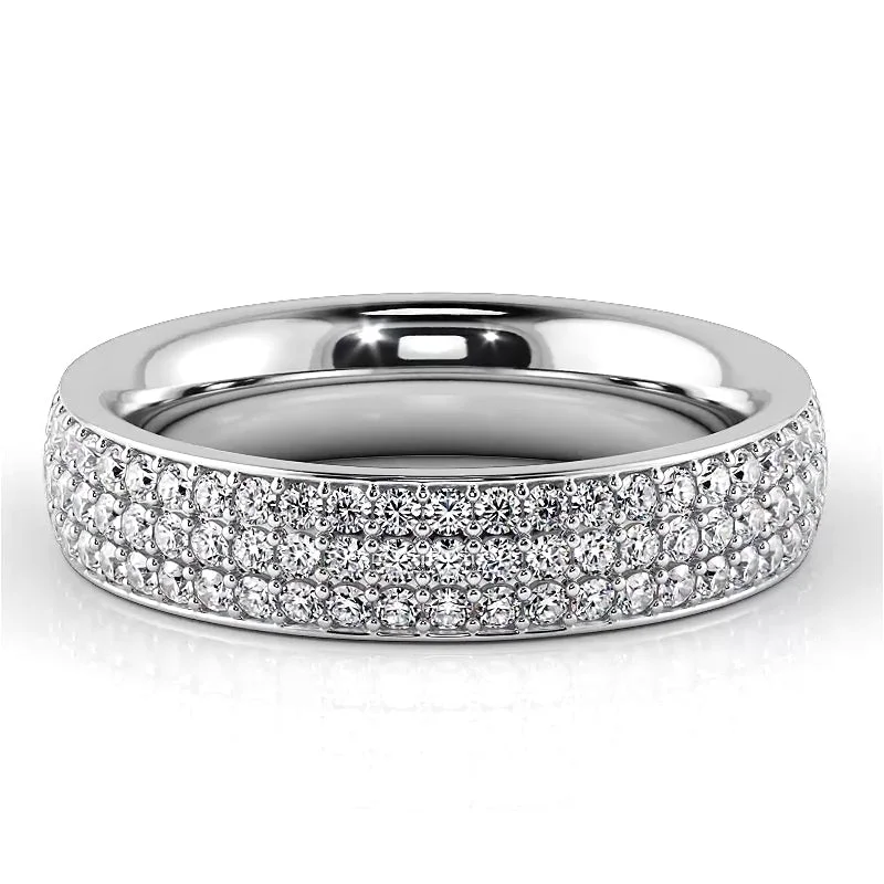 Trendy Silver Ring-1.18 ct. Round Diamond Eternity Wedding Ring