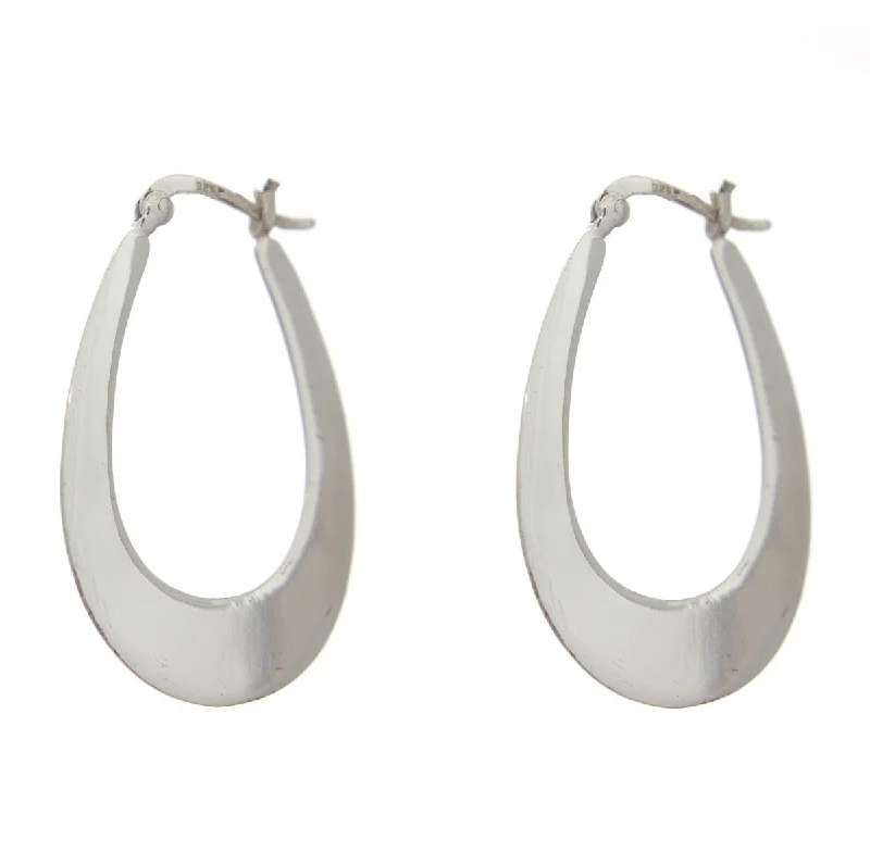 Gold and Diamond Earrings-Sterling Silver Flat Hoop Earrings