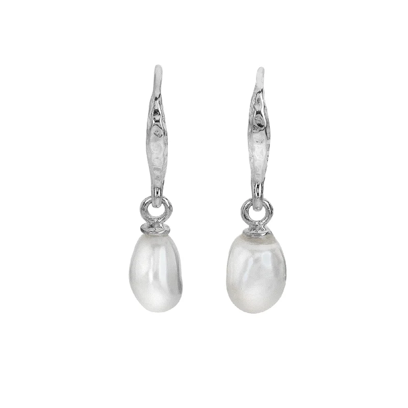 Elegant Crystal Earrings-Sea Gems Silver Freshwater Pearl Drop Earrings