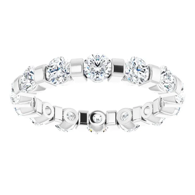 Stylish Gemstone Wedding Ring-1.60 ct. Round Diamond Eternity Band Bar Set Diamond Ring