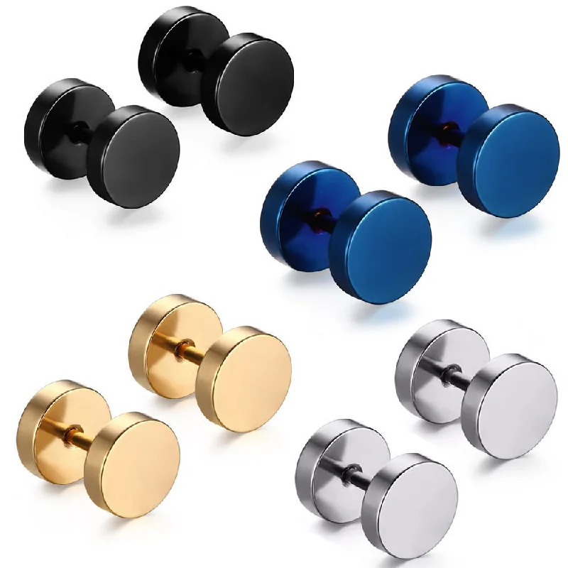 Nature Inspired Earrings-Set of 4 Stainless Steel Mens Womens Stud Earrings Ear Plugs Tunnel