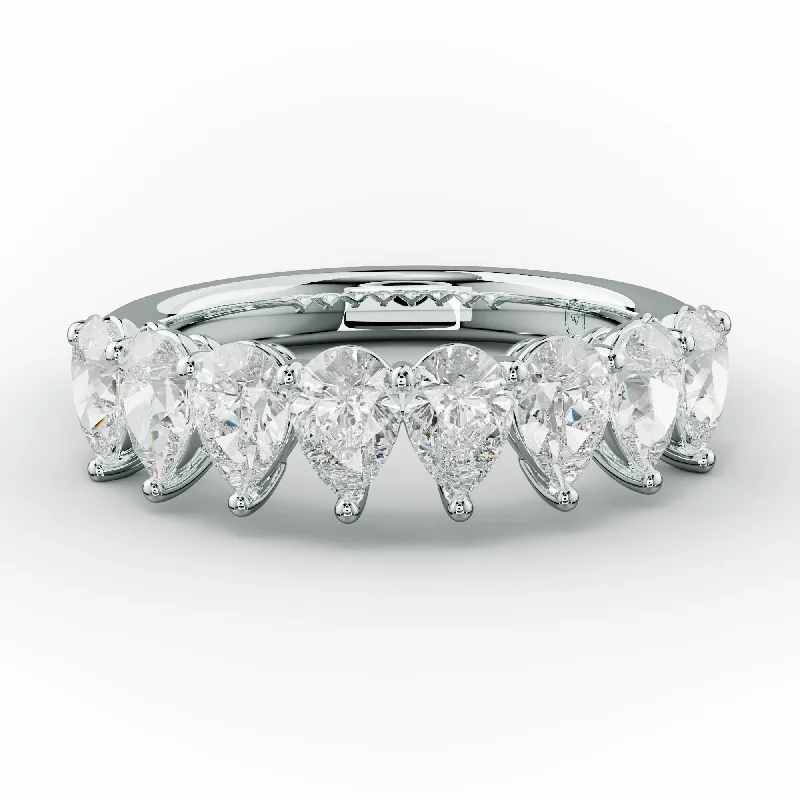 Couples Engagement Ring-2.0 Carat Pear Diamond Anniversary Band