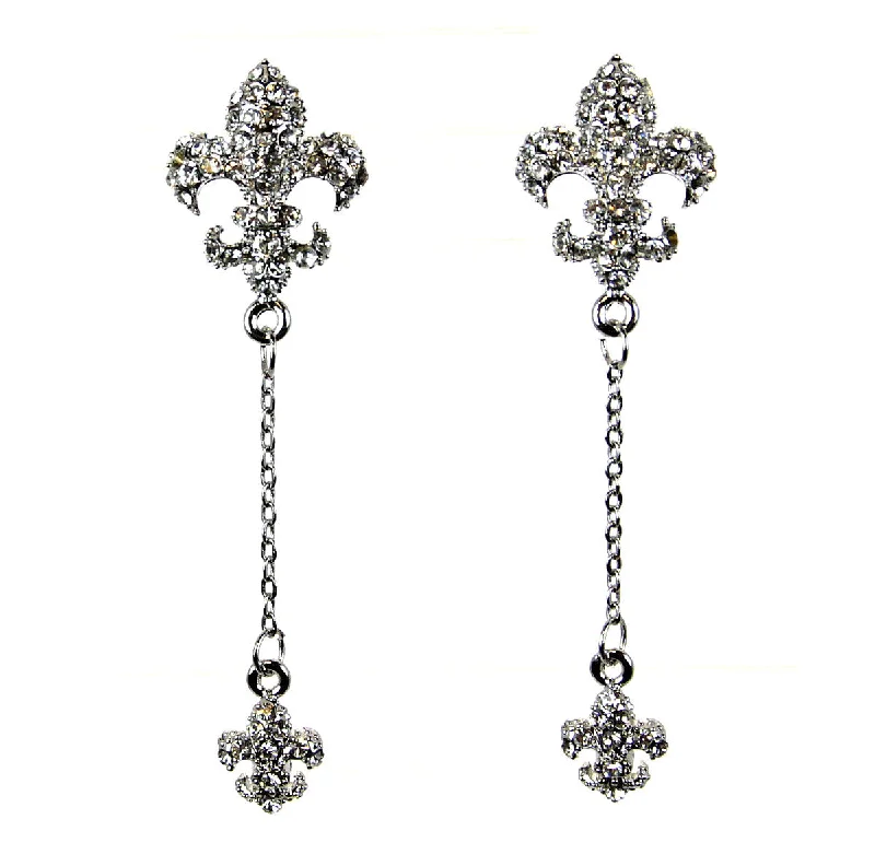 Fashionable Ear Cuffs-Fleur De Lis Drop Earrings