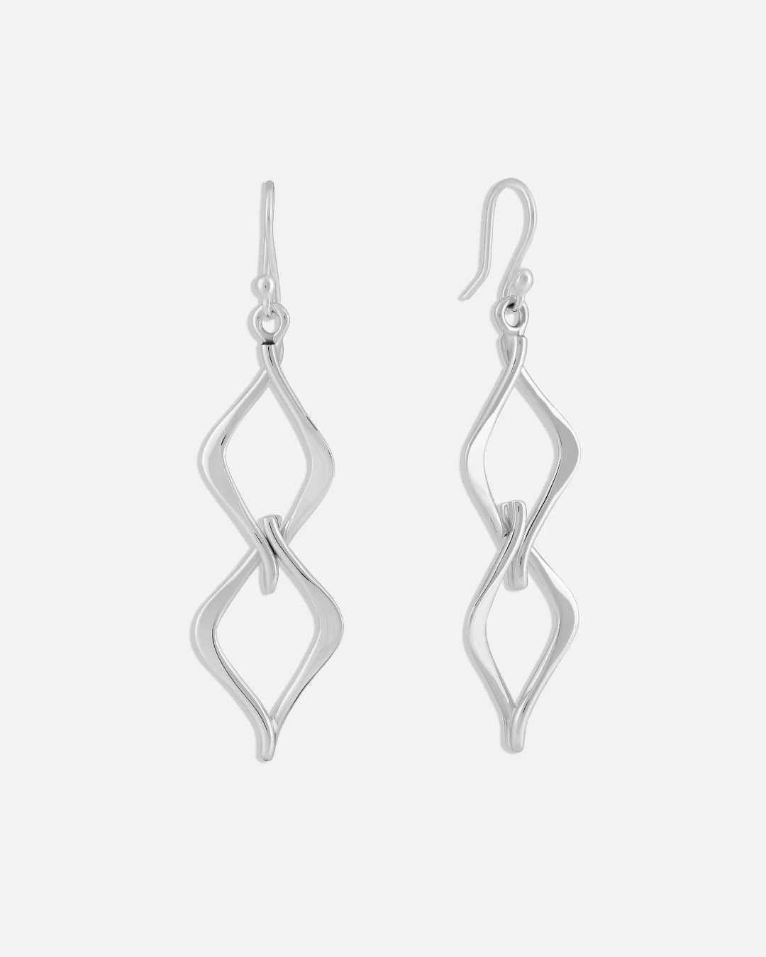 Colorful Pearl Earrings-Sterling Silver Twist Rhombus Earrings