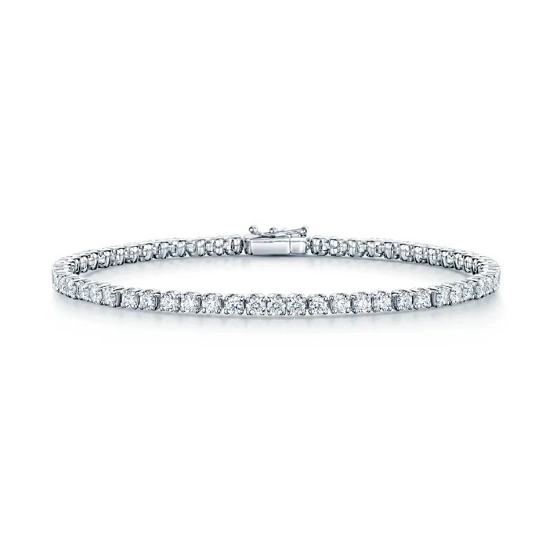 Women’s Custom Bracelet Set-18ct White Gold Claw Set Round Brilliant Cut Diamond Tennis Bracelet