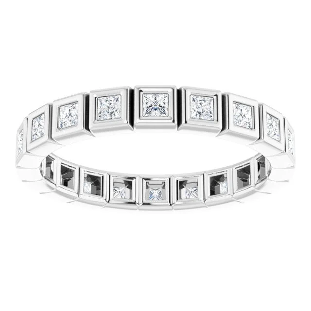 Elegant Wedding Band-0.34 ct. Bezel Set Princess Diamond Eternity Band