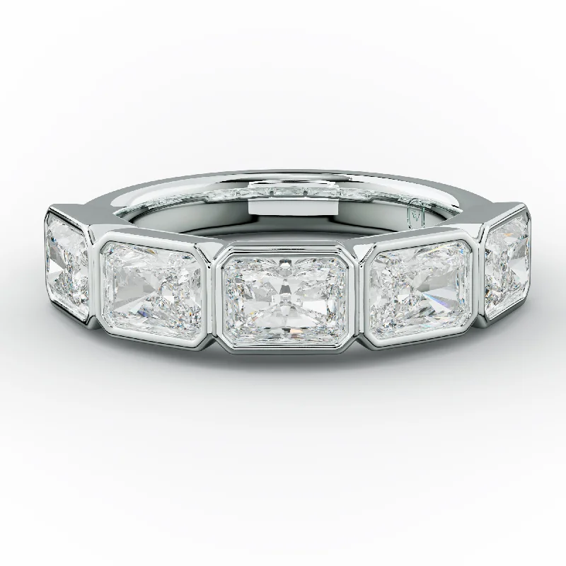 Eternity Band Diamond Ring-3.0 Carat East West Radiant Cut Bezel Set Diamond Anniversary Band