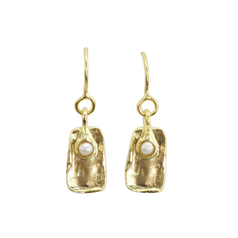 Luxurious Sapphire Earrings-Gold Vermeil Organic Small Pearl Drop Earrings