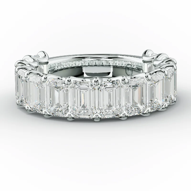 Bridal Wedding Ring-5.0 Carat Emerald Cut Diamond Anniversary Band U Prong