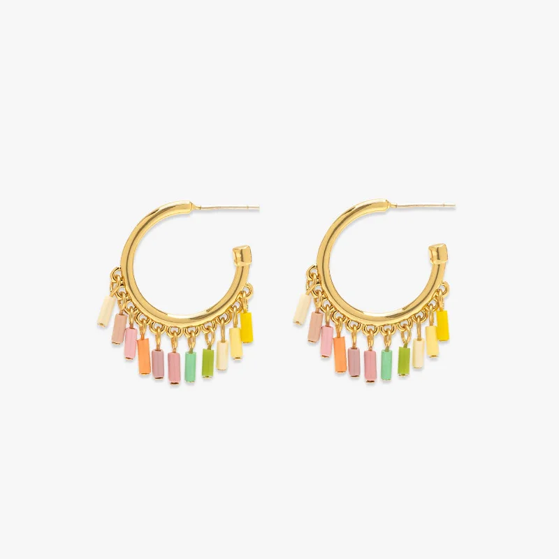 High-Quality Stud Earrings-Ombre Enamel Hoop Earrings