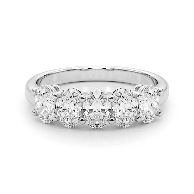 Sparkly Diamond Ring-Five Stone 2.0 ct. Oval Diamond Anniversary Ring